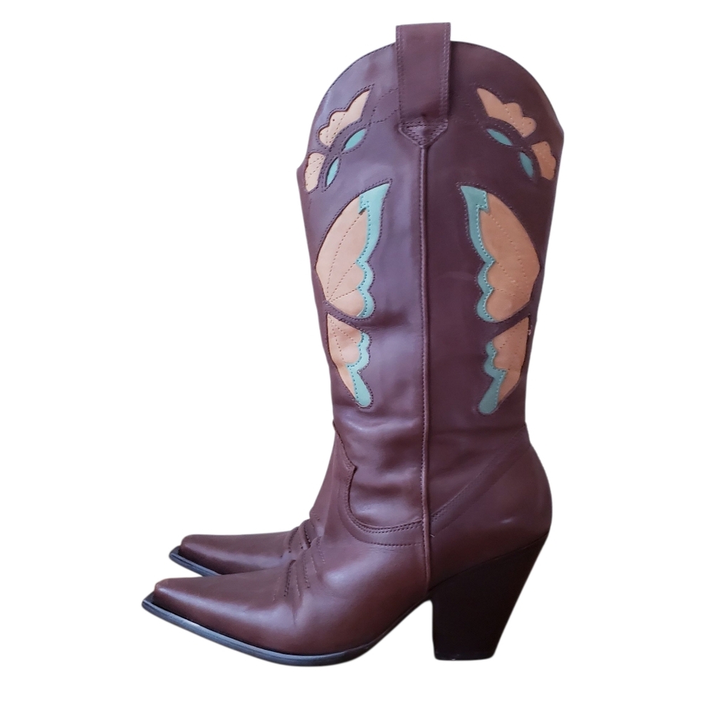 Vintage Cathy Jean Brown Leather Cowboy Boots